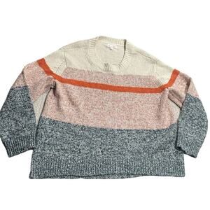 Lou & Grey Loft Sweater Womens XXL Color Block Peach Cream Blue 515001 70286